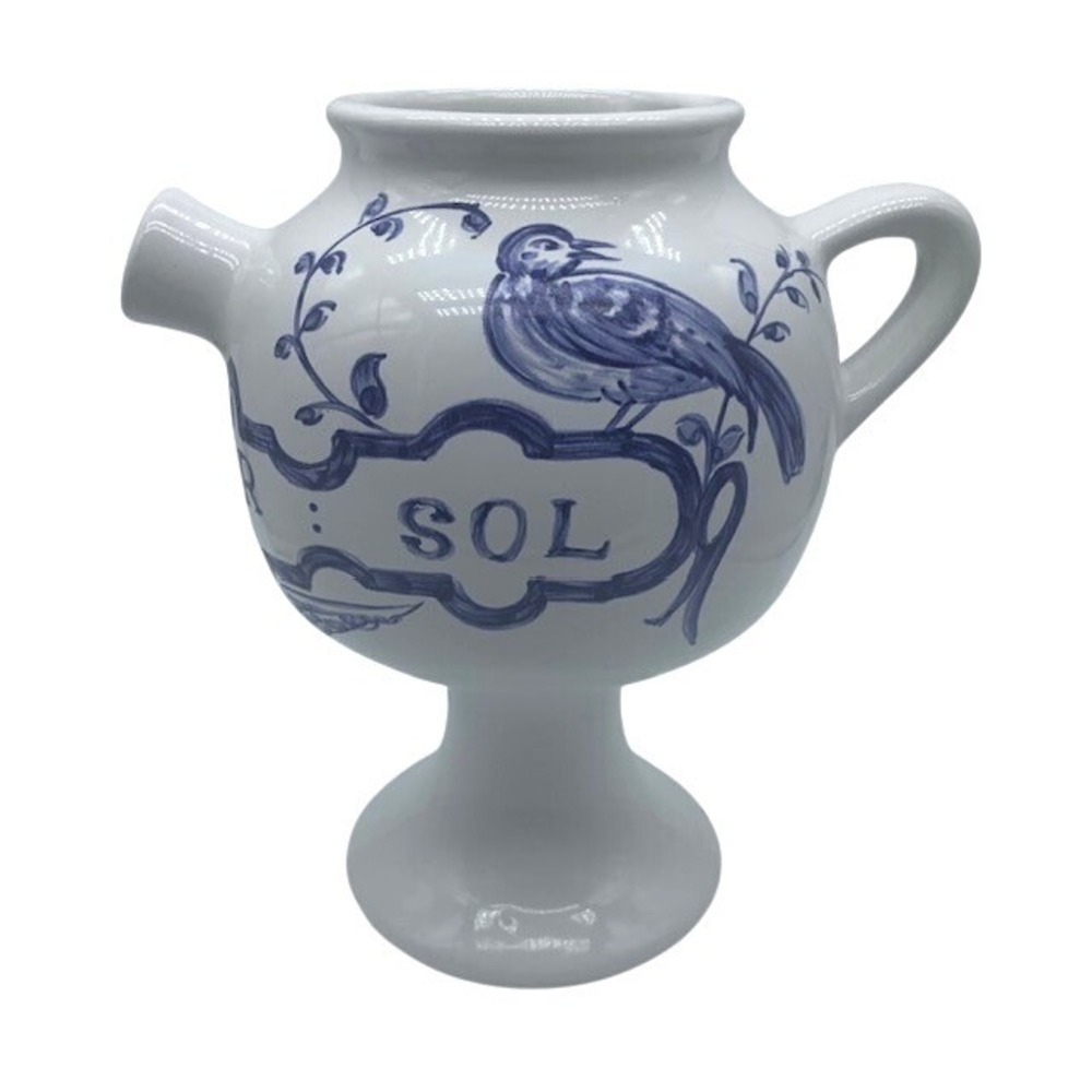 Vintage 1989 Lilly Portugal Apothecary Vessel Syrup of Roses Blue White Ceramic